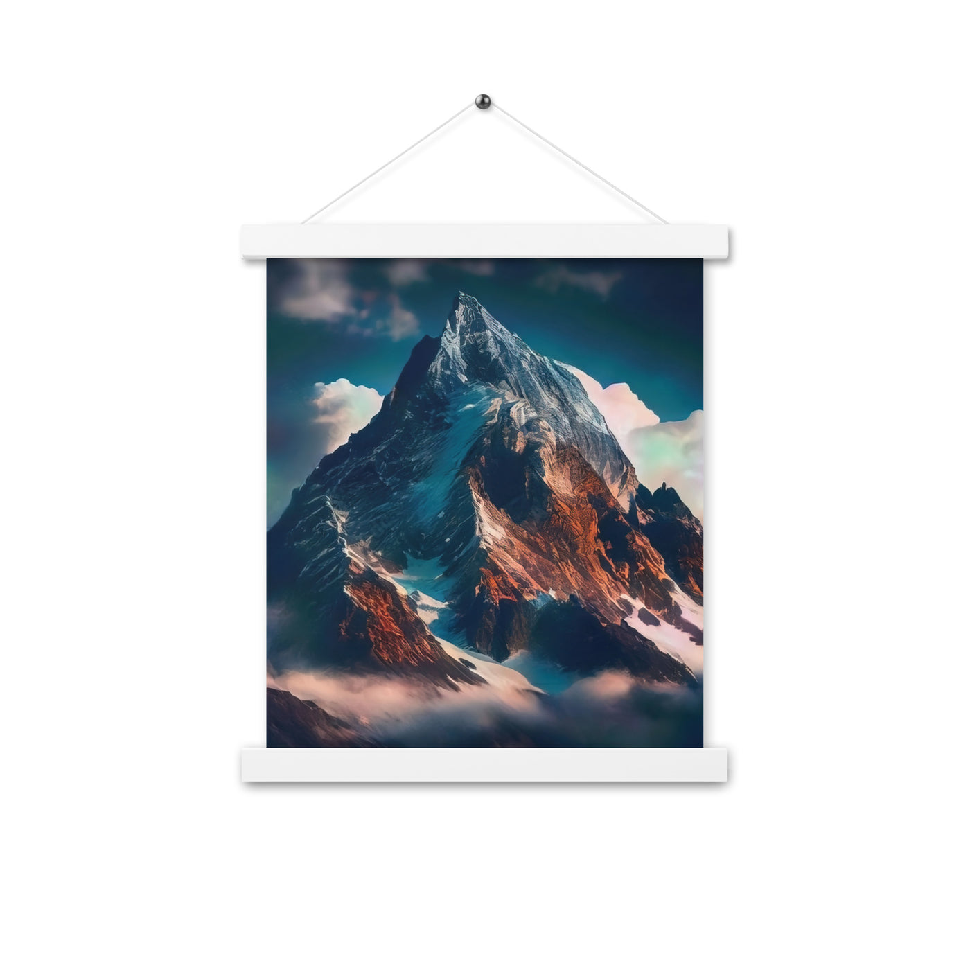 Berge und Nebel - Premium Poster mit Aufhängung berge xxx Weiß 27.9 x 35.6 cm