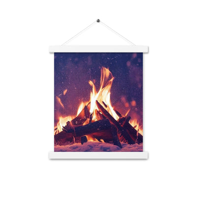 Lagerfeuer im Winter - Campingtrip Foto - Premium Poster mit Aufhängung camping xxx 27.9 x 35.6 cm