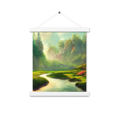 Bach im tropischen Wald - Landschaftsmalerei - Premium Poster mit Aufhängung camping xxx 27.9 x 35.6 cm