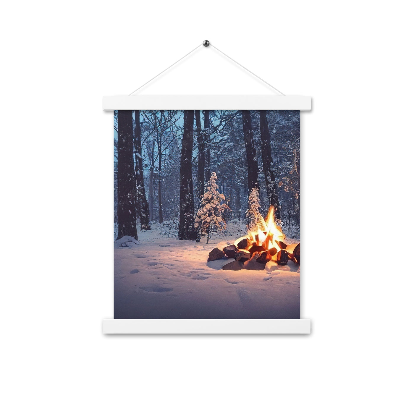 Lagerfeuer im Winter - Camping Foto - Premium Poster mit Aufhängung camping xxx 27.9 x 35.6 cm
