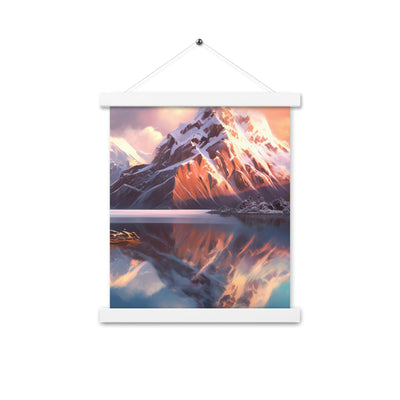 Berg und Bergsee - Landschaftsmalerei - Premium Poster mit Aufhängung berge xxx 27.9 x 35.6 cm