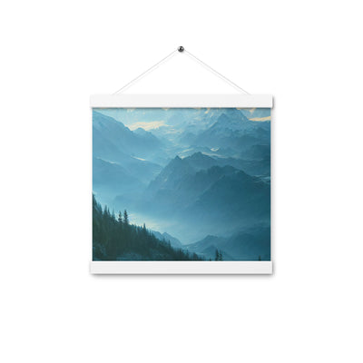 Gebirge, Wald und Bach - Premium Poster mit Aufhängung berge xxx 30.5 x 30.5 cm