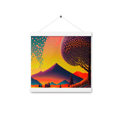 Berge und warme Farben - Punktkunst - Premium Poster mit Aufhängung berge xxx 30.5 x 30.5 cm