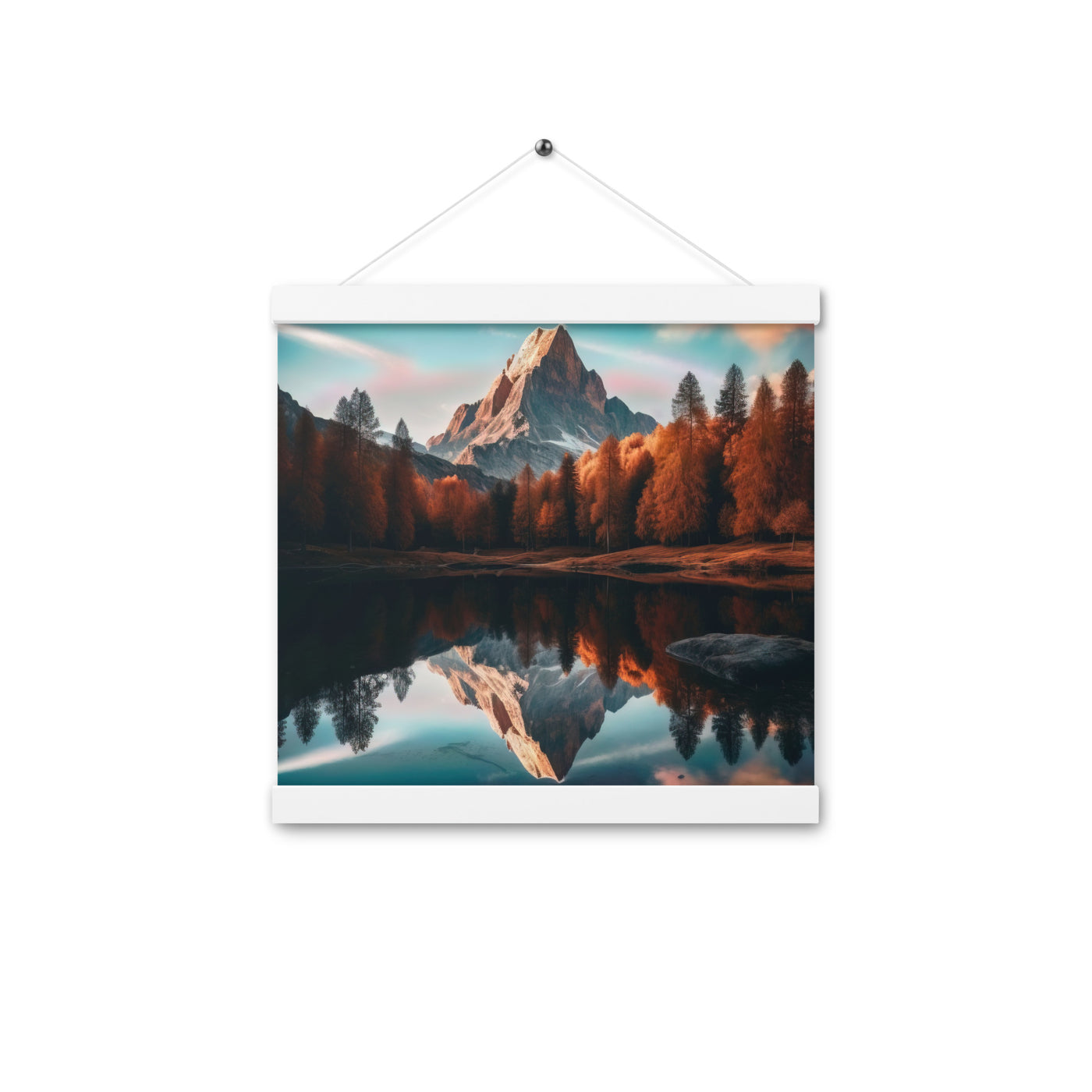 Bergsee, Berg und Bäume - Foto - Premium Poster mit Aufhängung berge xxx 30.5 x 30.5 cm