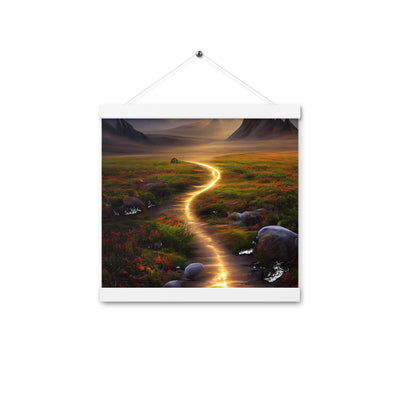 Landschaft mit wilder Atmosphäre - Malerei - Premium Poster mit Aufhängung berge xxx 30.5 x 30.5 cm
