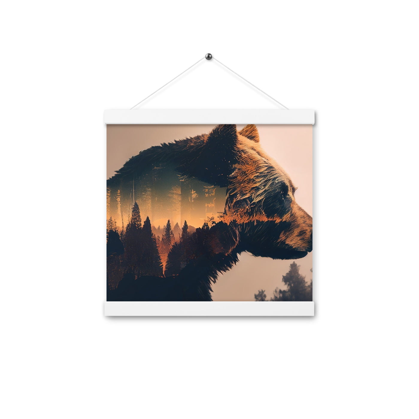 Bär und Bäume Illustration - Premium Poster mit Aufhängung camping xxx 30.5 x 30.5 cm