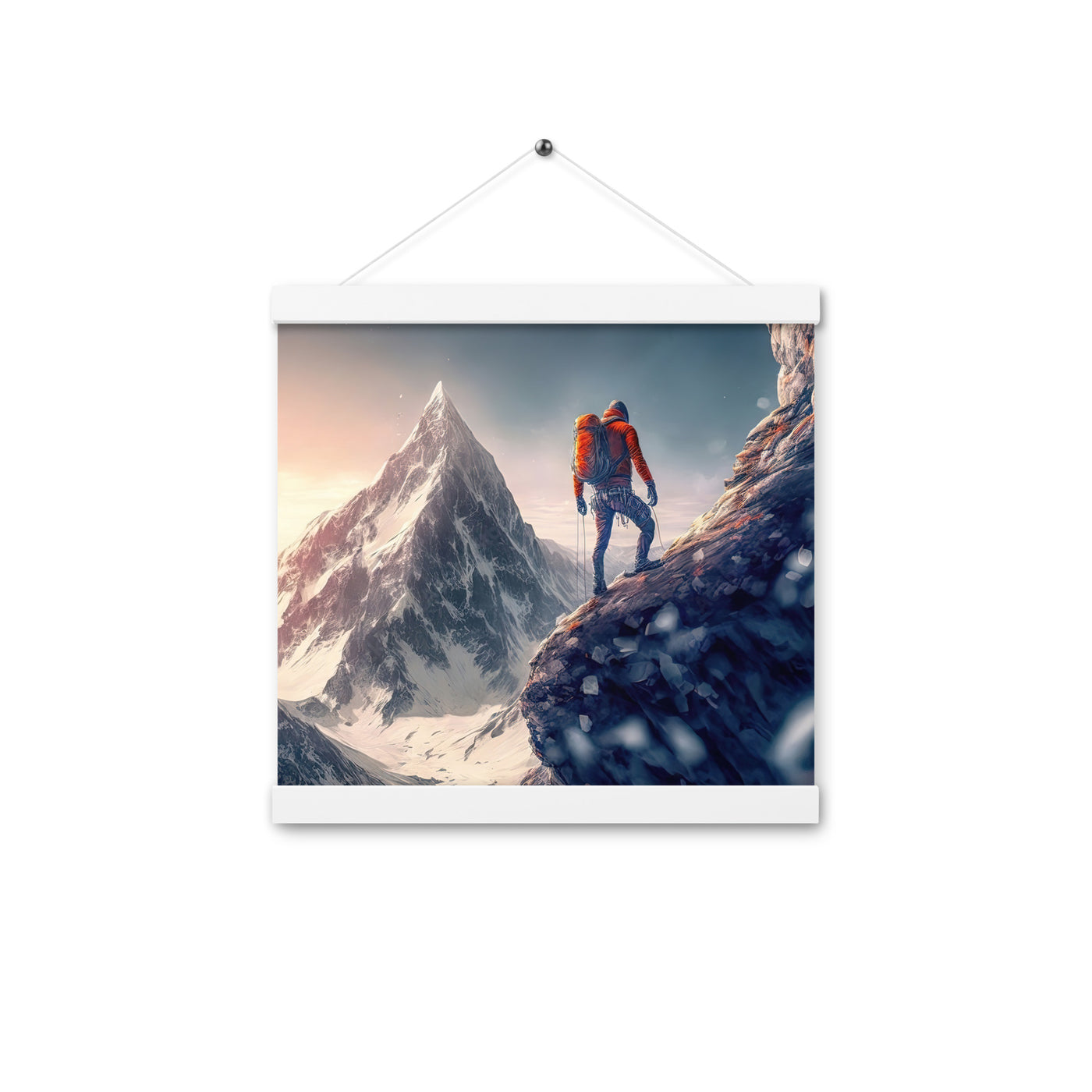 Bergsteiger auf Berg - Epische Malerei - Premium Poster mit Aufhängung klettern xxx 30.5 x 30.5 cm