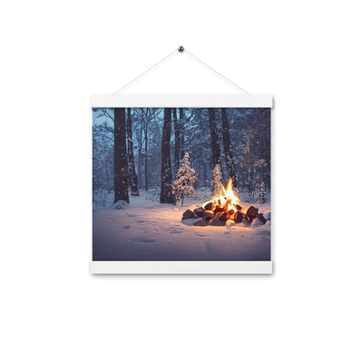 Lagerfeuer im Winter - Camping Foto - Premium Poster mit Aufhängung camping xxx 30.5 x 30.5 cm