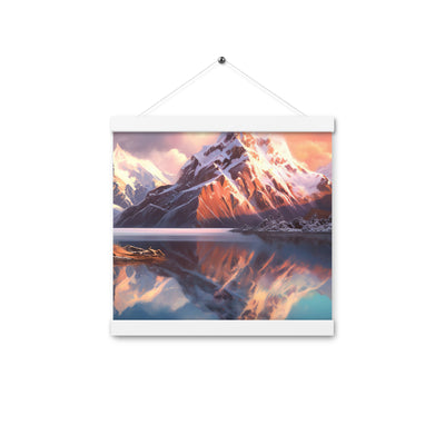 Berg und Bergsee - Landschaftsmalerei - Premium Poster mit Aufhängung berge xxx 30.5 x 30.5 cm