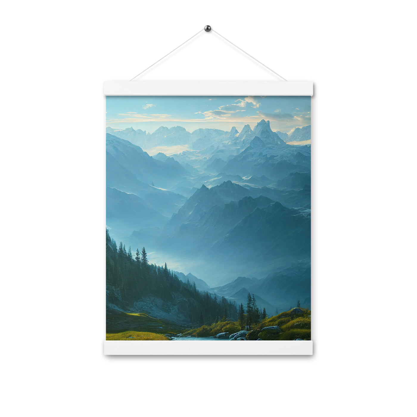 Gebirge, Wald und Bach - Premium Poster mit Aufhängung berge xxx 30.5 x 40.6 cm
