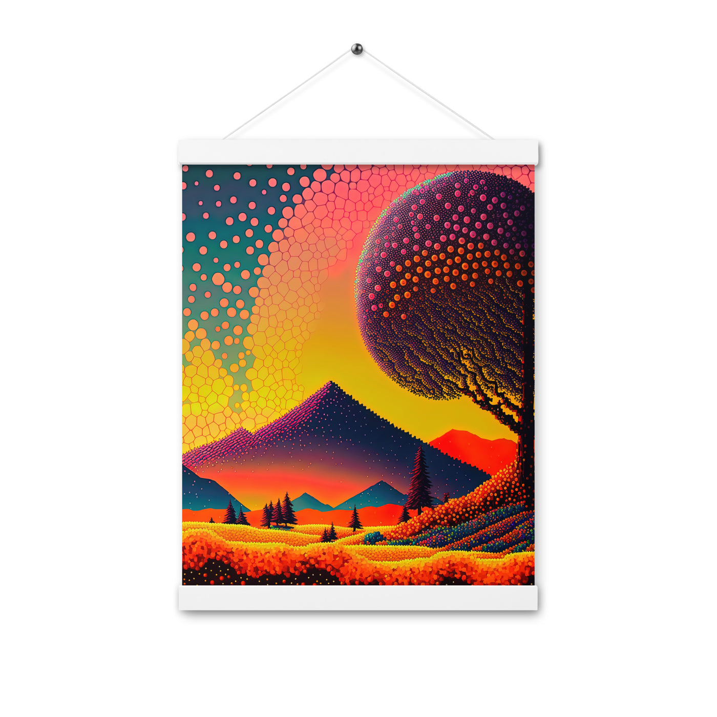 Berge und warme Farben - Punktkunst - Premium Poster mit Aufhängung berge xxx 30.5 x 40.6 cm