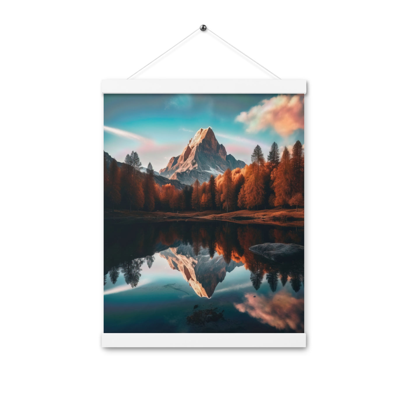 Bergsee, Berg und Bäume - Foto - Premium Poster mit Aufhängung berge xxx 30.5 x 40.6 cm
