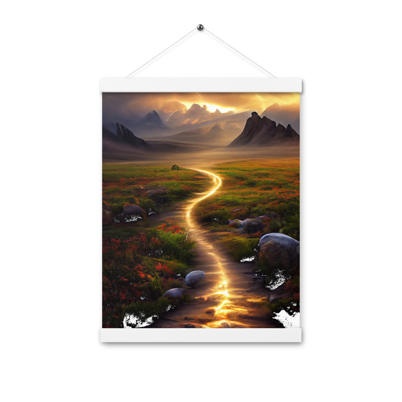 Landschaft mit wilder Atmosphäre - Malerei - Premium Poster mit Aufhängung berge xxx 30.5 x 40.6 cm