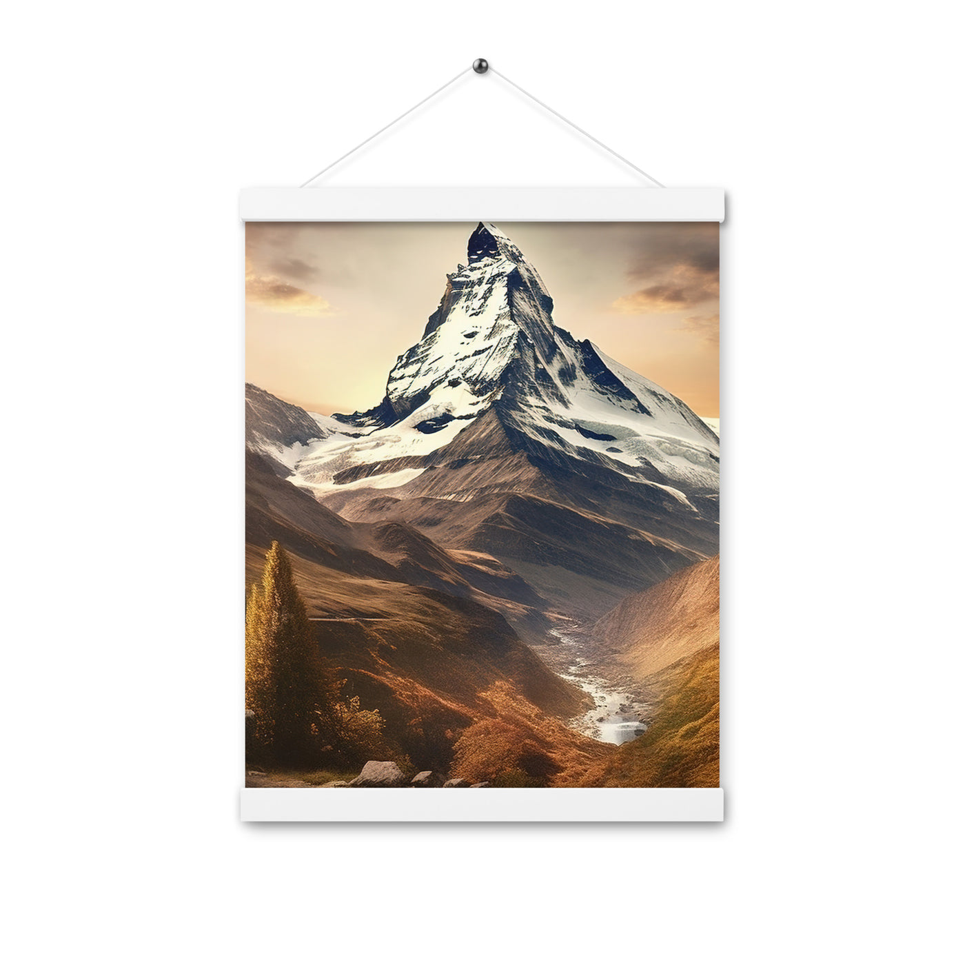 Matterhorn - Epische Malerei - Landschaft - Premium Poster mit Aufhängung berge xxx 30.5 x 40.6 cm