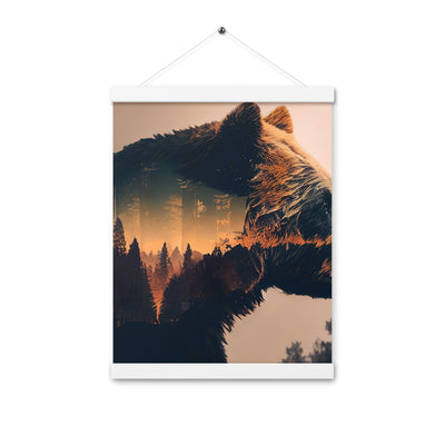 Bär und Bäume Illustration - Premium Poster mit Aufhängung camping xxx 30.5 x 40.6 cm