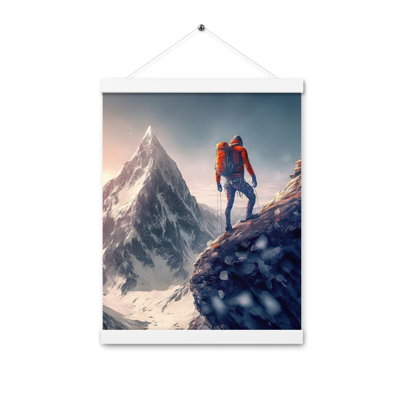 Bergsteiger auf Berg - Epische Malerei - Premium Poster mit Aufhängung klettern xxx 30.5 x 40.6 cm
