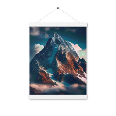 Berge und Nebel - Premium Poster mit Aufhängung berge xxx Weiß 30.5 x 40.6 cm