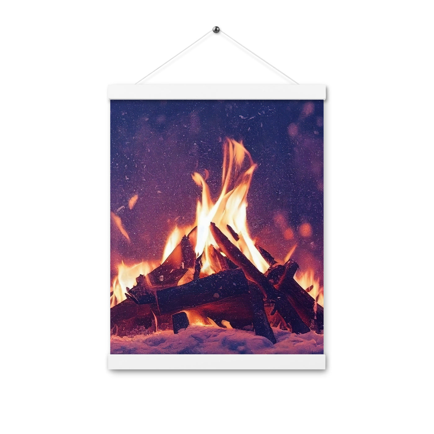 Lagerfeuer im Winter - Campingtrip Foto - Premium Poster mit Aufhängung camping xxx 30.5 x 40.6 cm