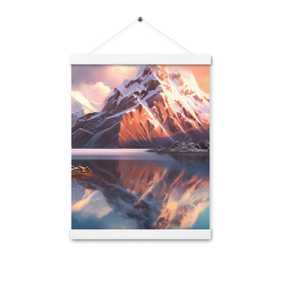 Berg und Bergsee - Landschaftsmalerei - Premium Poster mit Aufhängung berge xxx 30.5 x 40.6 cm