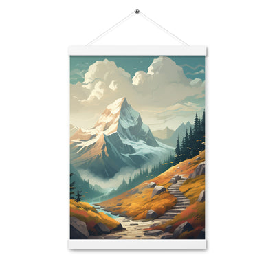 Berge, Wald und Wanderweg - Malerei - Premium Poster mit Aufhängung berge xxx 30.5 x 45.7 cm