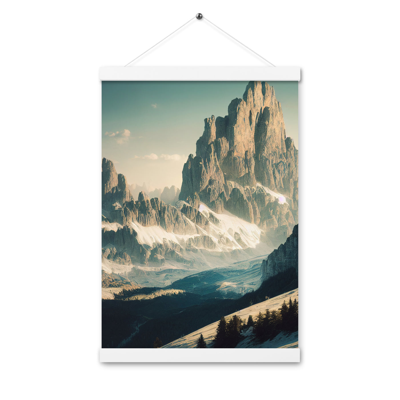 Dolomiten - Landschaftsmalerei - Premium Poster mit Aufhängung berge xxx 30.5 x 45.7 cm