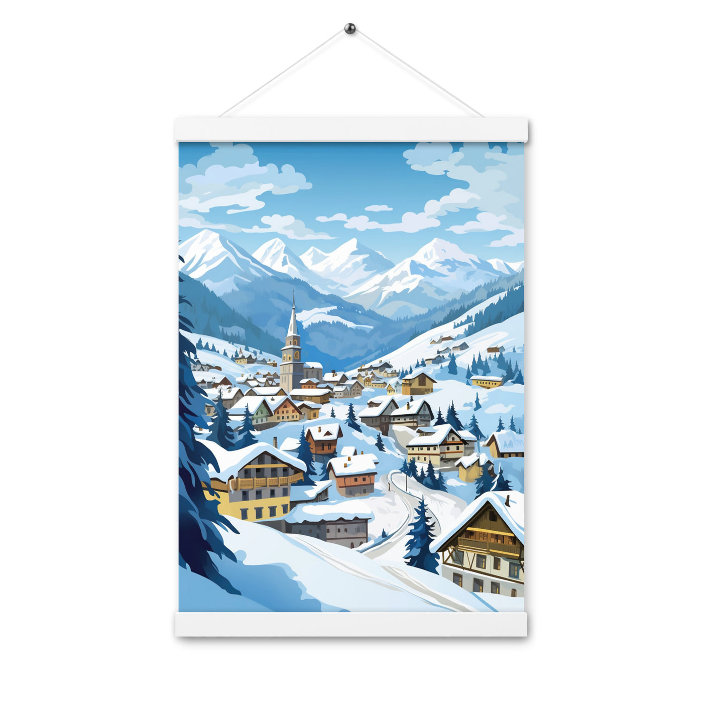 Kitzbühl - Berge und Schnee - Landschaftsmalerei - Premium Poster mit Aufhängung ski xxx 30.5 x 45.7 cm