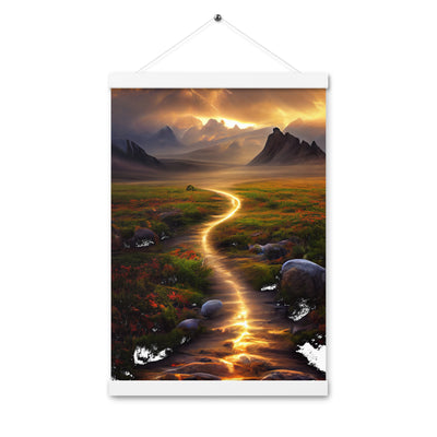 Landschaft mit wilder Atmosphäre - Malerei - Premium Poster mit Aufhängung berge xxx 30.5 x 45.7 cm