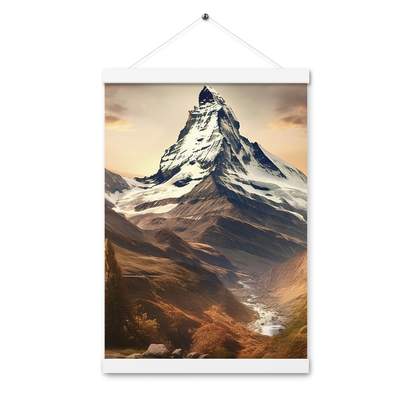 Matterhorn - Epische Malerei - Landschaft - Premium Poster mit Aufhängung berge xxx 30.5 x 45.7 cm