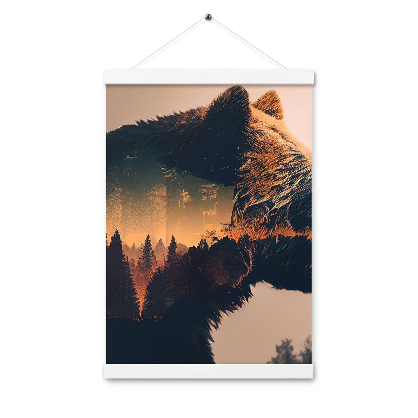 Bär und Bäume Illustration - Premium Poster mit Aufhängung camping xxx 30.5 x 45.7 cm