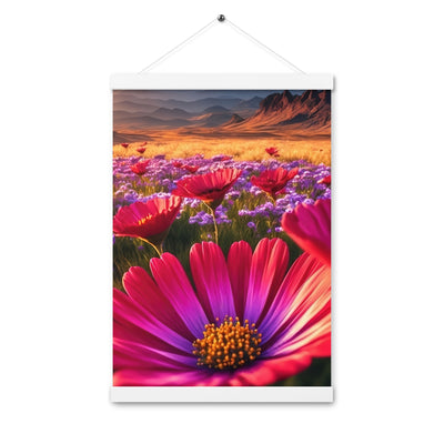 Wünderschöne Blumen und Berge im Hintergrund - Premium Poster mit Aufhängung berge xxx 30.5 x 45.7 cm