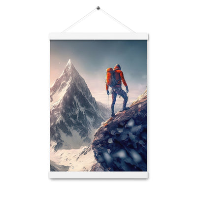 Bergsteiger auf Berg - Epische Malerei - Premium Poster mit Aufhängung klettern xxx 30.5 x 45.7 cm