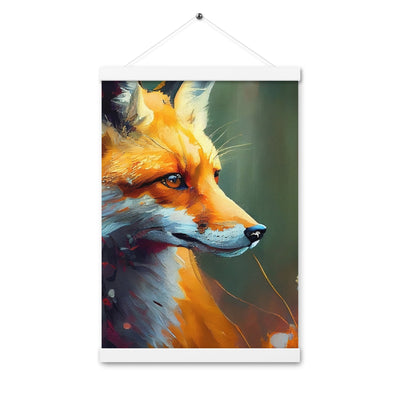 Fuchs - Ölmalerei - Schönes Kunstwerk - Premium Poster mit Aufhängung camping xxx Weiß 30.5 x 45.7 cm