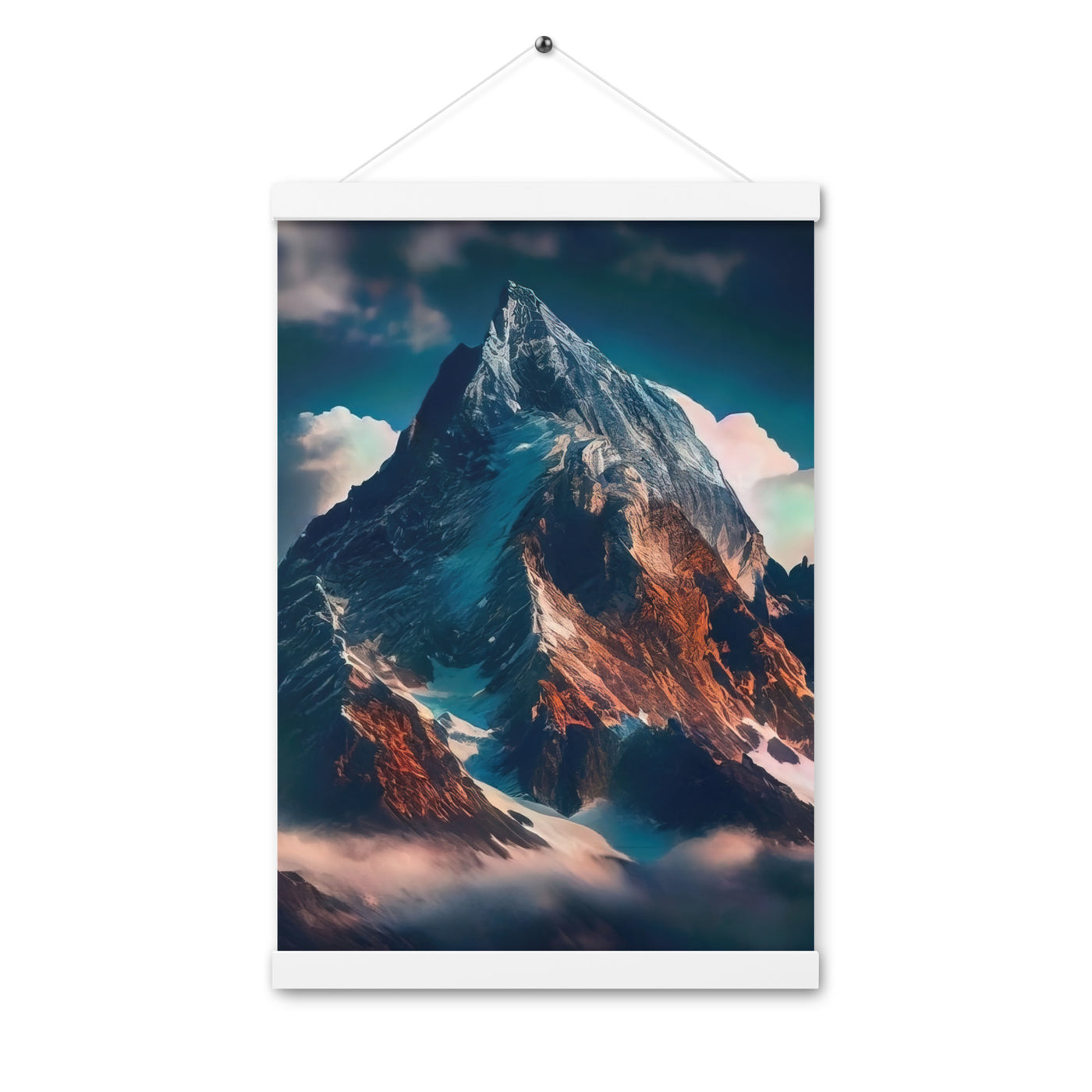 Berge und Nebel - Premium Poster mit Aufhängung berge xxx Weiß 30.5 x 45.7 cm