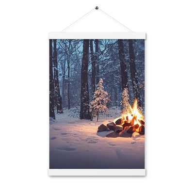 Lagerfeuer im Winter - Camping Foto - Premium Poster mit Aufhängung camping xxx 30.5 x 45.7 cm