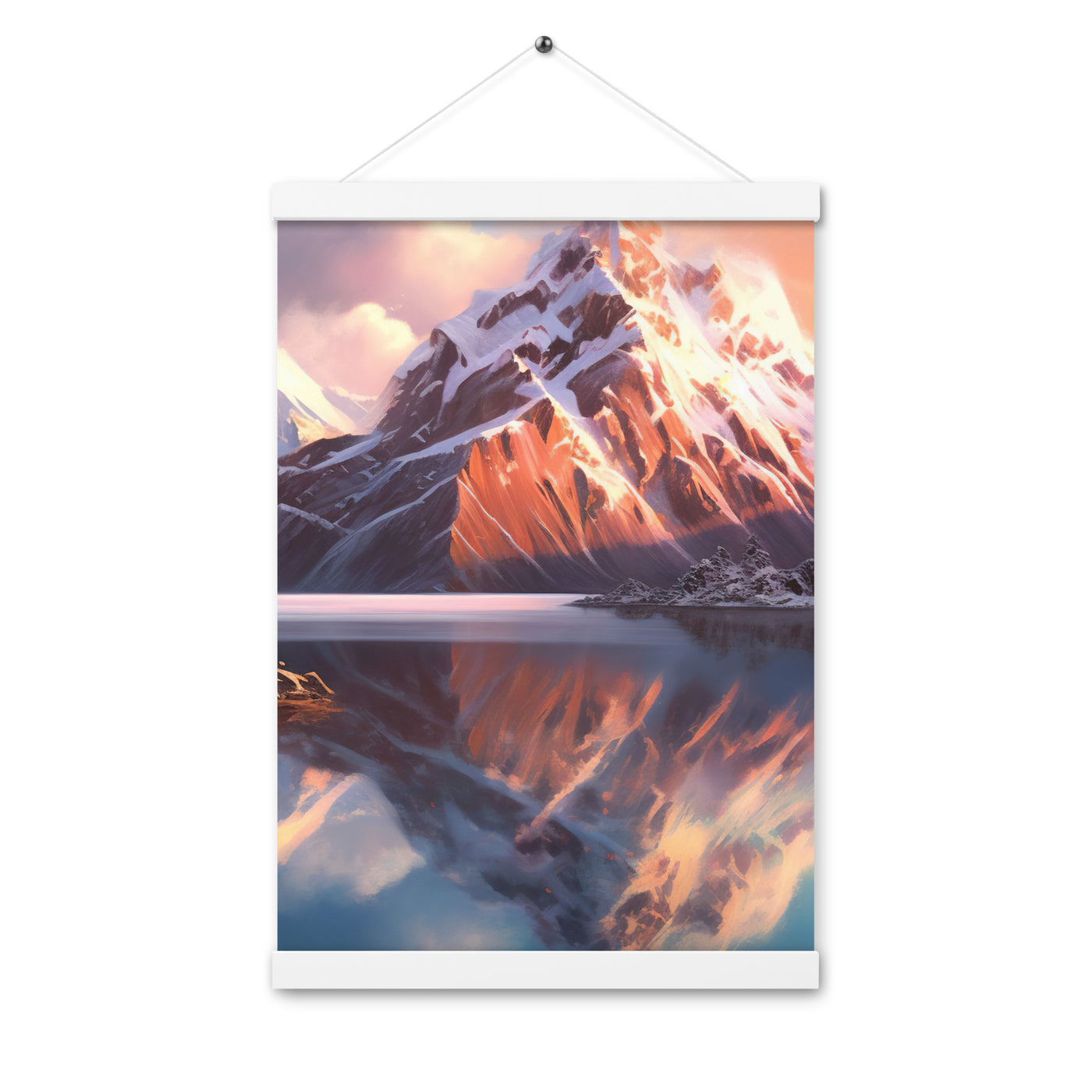 Berg und Bergsee - Landschaftsmalerei - Premium Poster mit Aufhängung berge xxx 30.5 x 45.7 cm