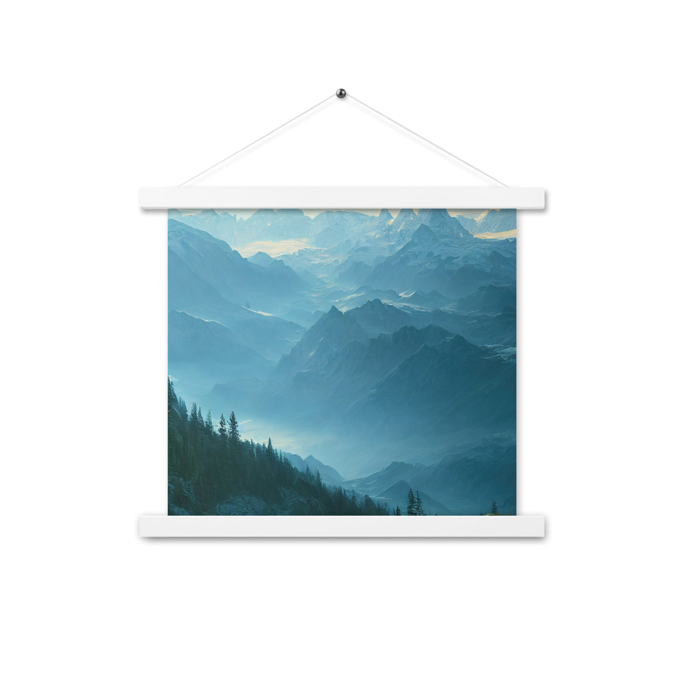 Gebirge, Wald und Bach - Premium Poster mit Aufhängung berge xxx 35.6 x 35.6 cm