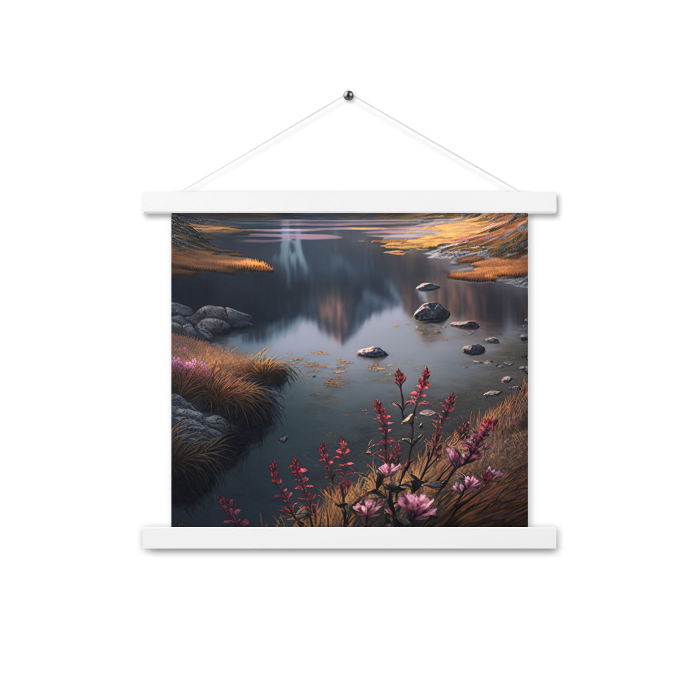 Berge, Bergsee und Blumen - Premium Poster mit Aufhängung berge xxx 35.6 x 35.6 cm