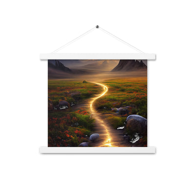 Landschaft mit wilder Atmosphäre - Malerei - Premium Poster mit Aufhängung berge xxx 35.6 x 35.6 cm