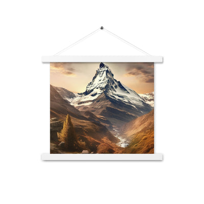 Matterhorn - Epische Malerei - Landschaft - Premium Poster mit Aufhängung berge xxx 35.6 x 35.6 cm