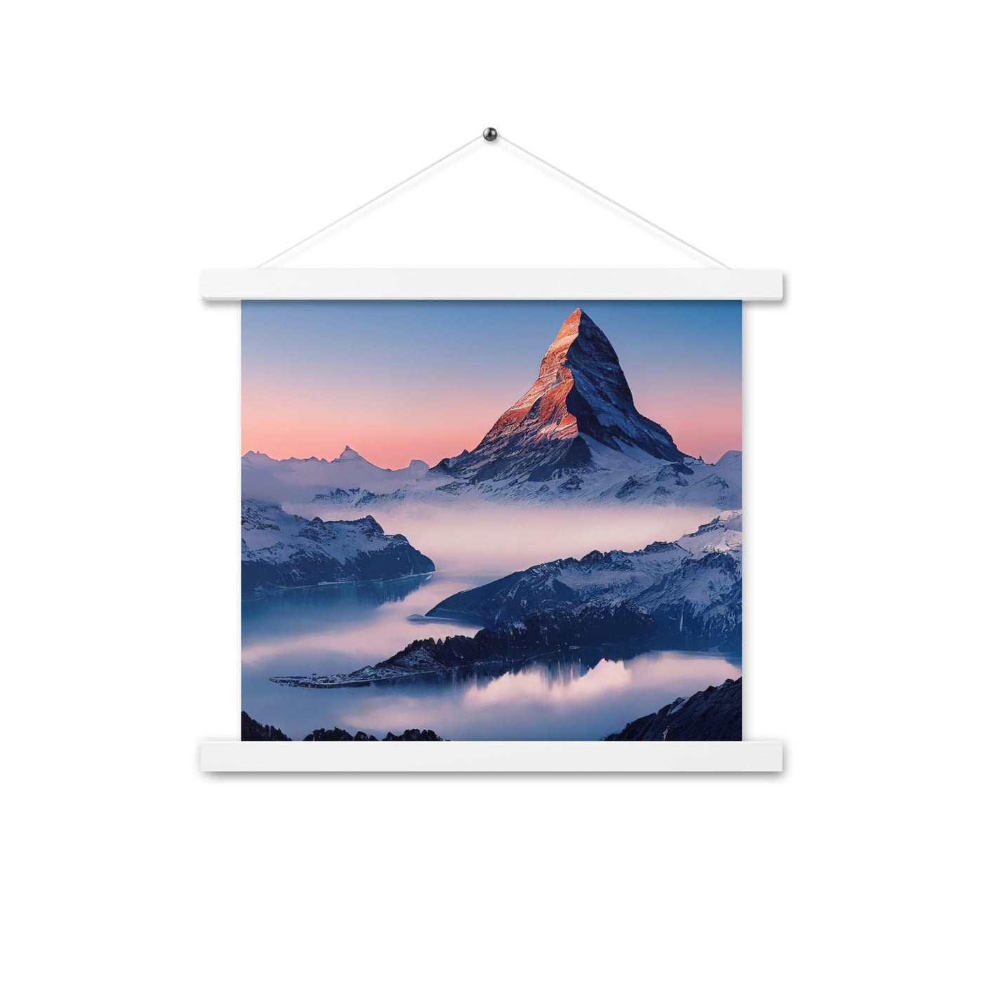 Matternhorn - Nebel - Berglandschaft - Malerei - Premium Poster mit Aufhängung berge xxx 35.6 x 35.6 cm