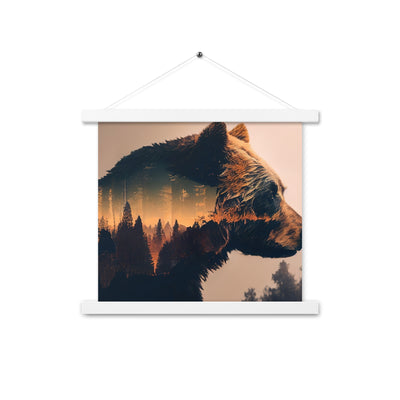 Bär und Bäume Illustration - Premium Poster mit Aufhängung camping xxx 35.6 x 35.6 cm