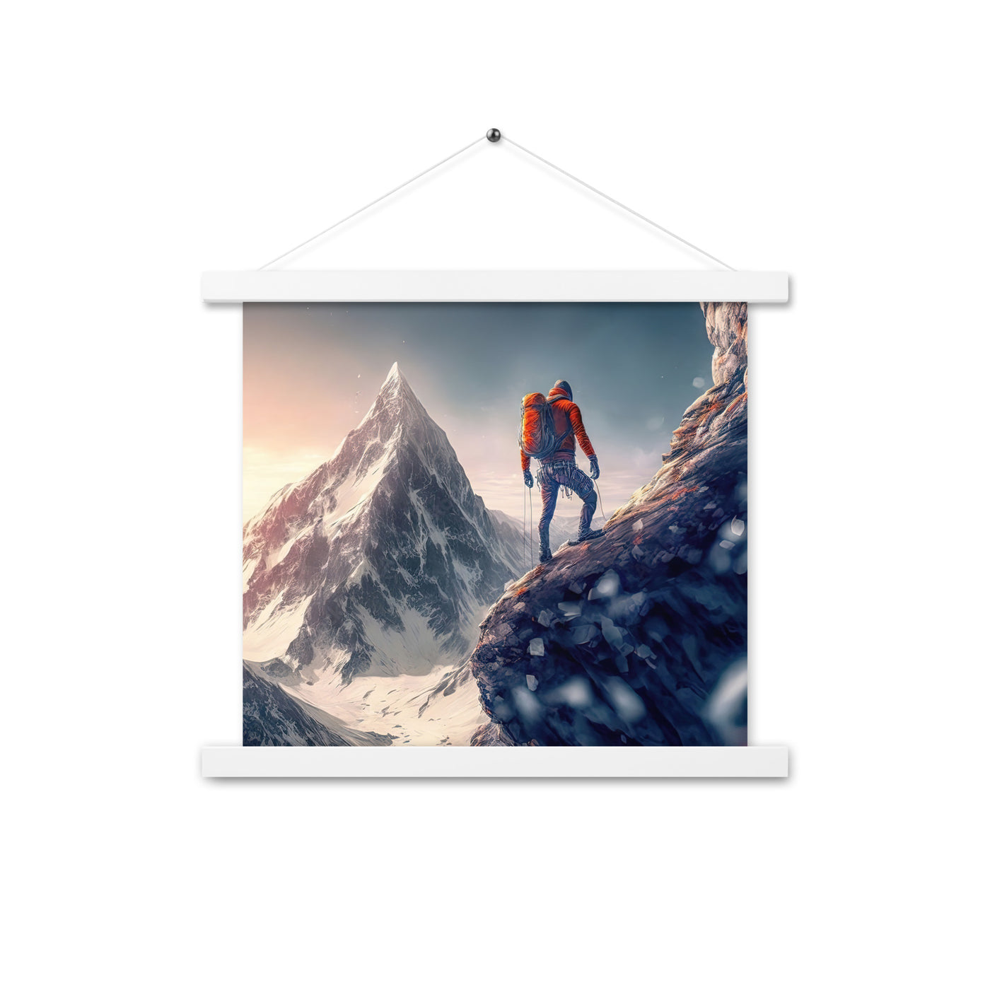 Bergsteiger auf Berg - Epische Malerei - Premium Poster mit Aufhängung klettern xxx 35.6 x 35.6 cm
