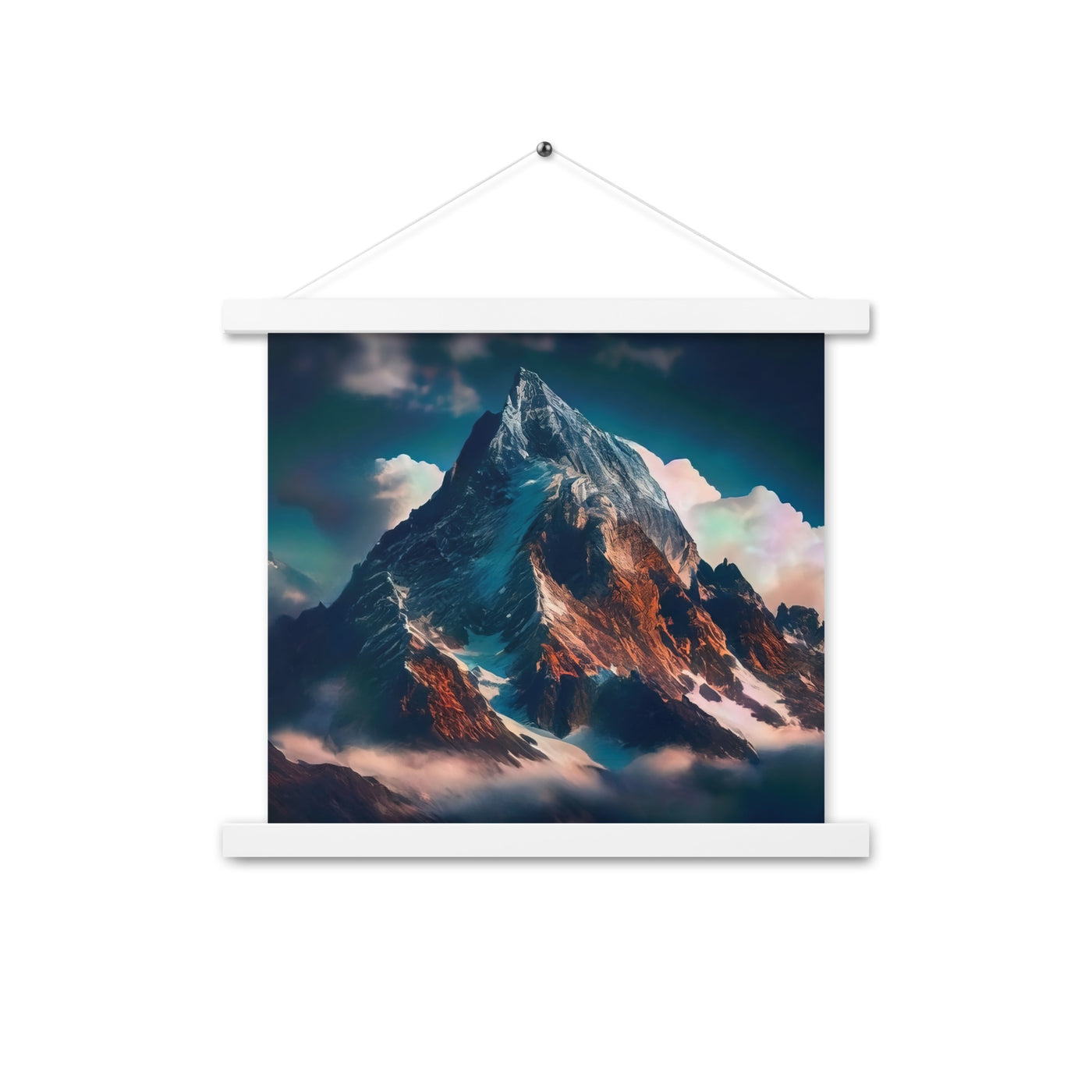 Berge und Nebel - Premium Poster mit Aufhängung berge xxx Weiß 35.6 x 35.6 cm