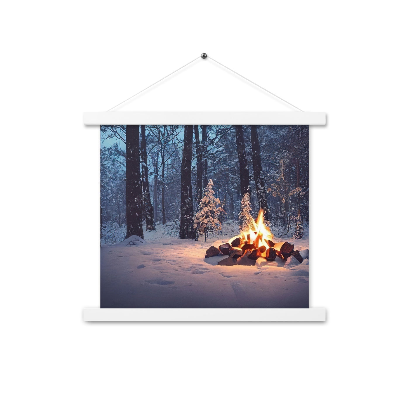 Lagerfeuer im Winter - Camping Foto - Premium Poster mit Aufhängung camping xxx 35.6 x 35.6 cm