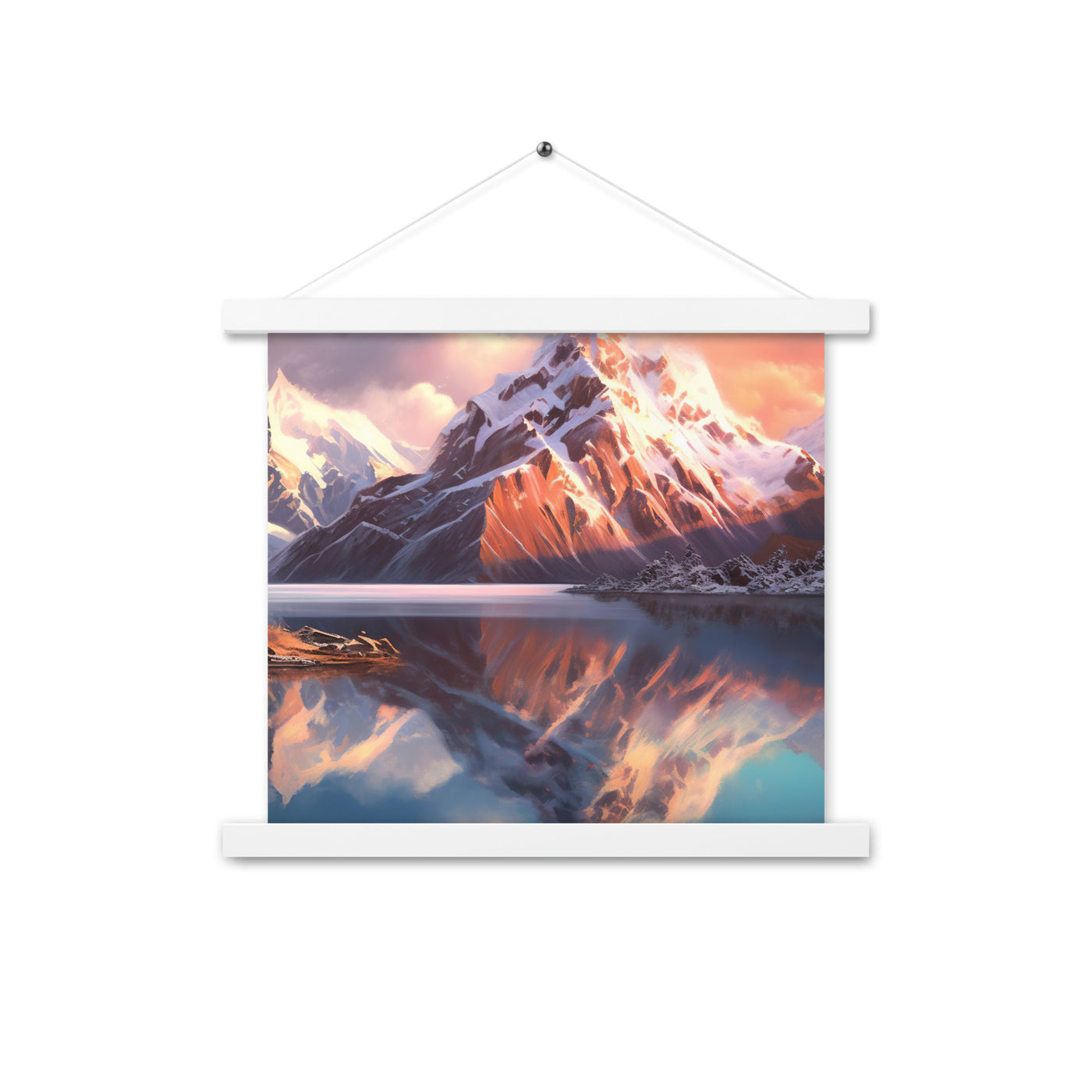 Berg und Bergsee - Landschaftsmalerei - Premium Poster mit Aufhängung berge xxx 35.6 x 35.6 cm