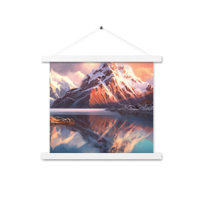 Berg und Bergsee - Landschaftsmalerei - Premium Poster mit Aufhängung berge xxx 35.6 x 35.6 cm
