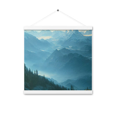 Gebirge, Wald und Bach - Premium Poster mit Aufhängung berge xxx 40.6 x 40.6 cm