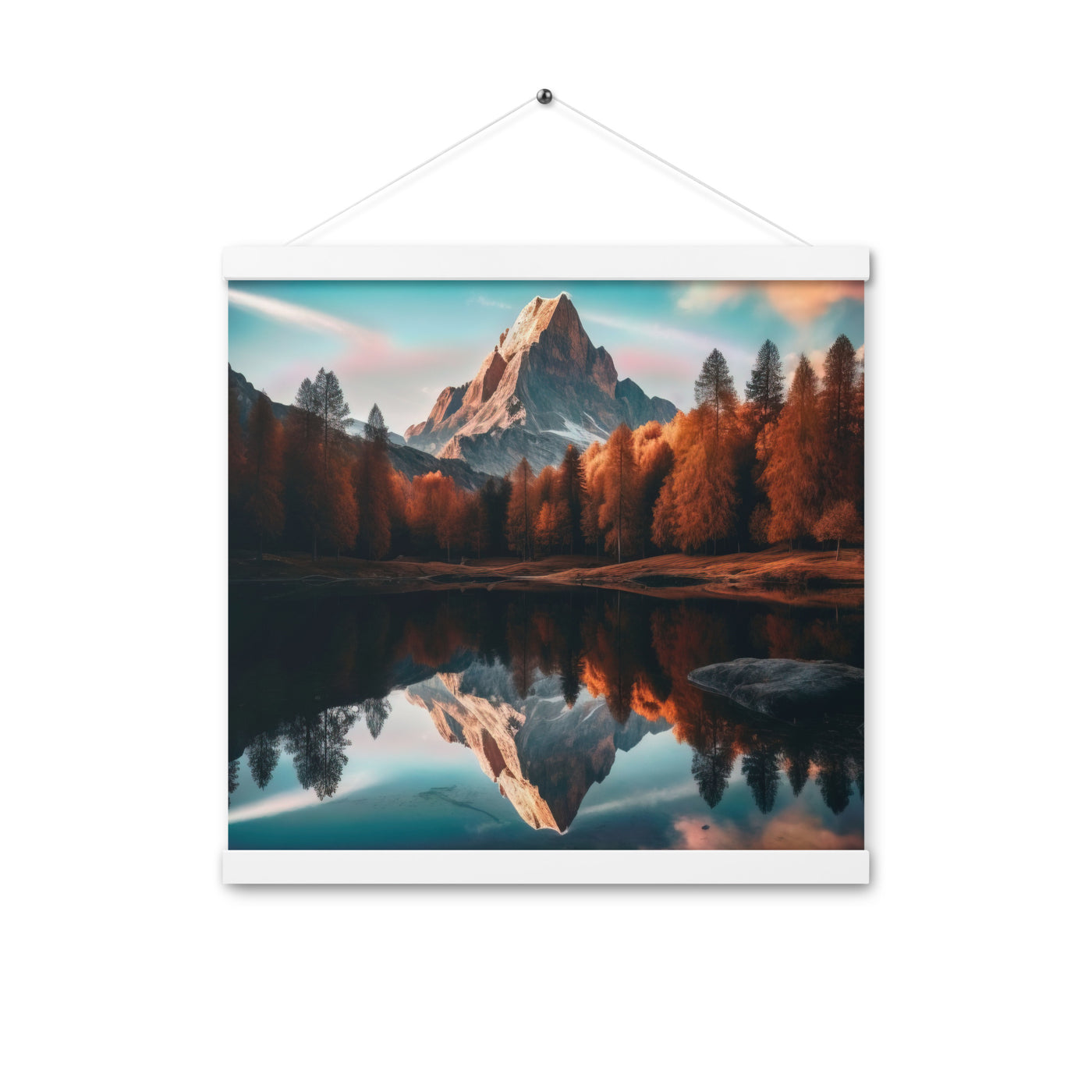 Bergsee, Berg und Bäume - Foto - Premium Poster mit Aufhängung berge xxx 40.6 x 40.6 cm