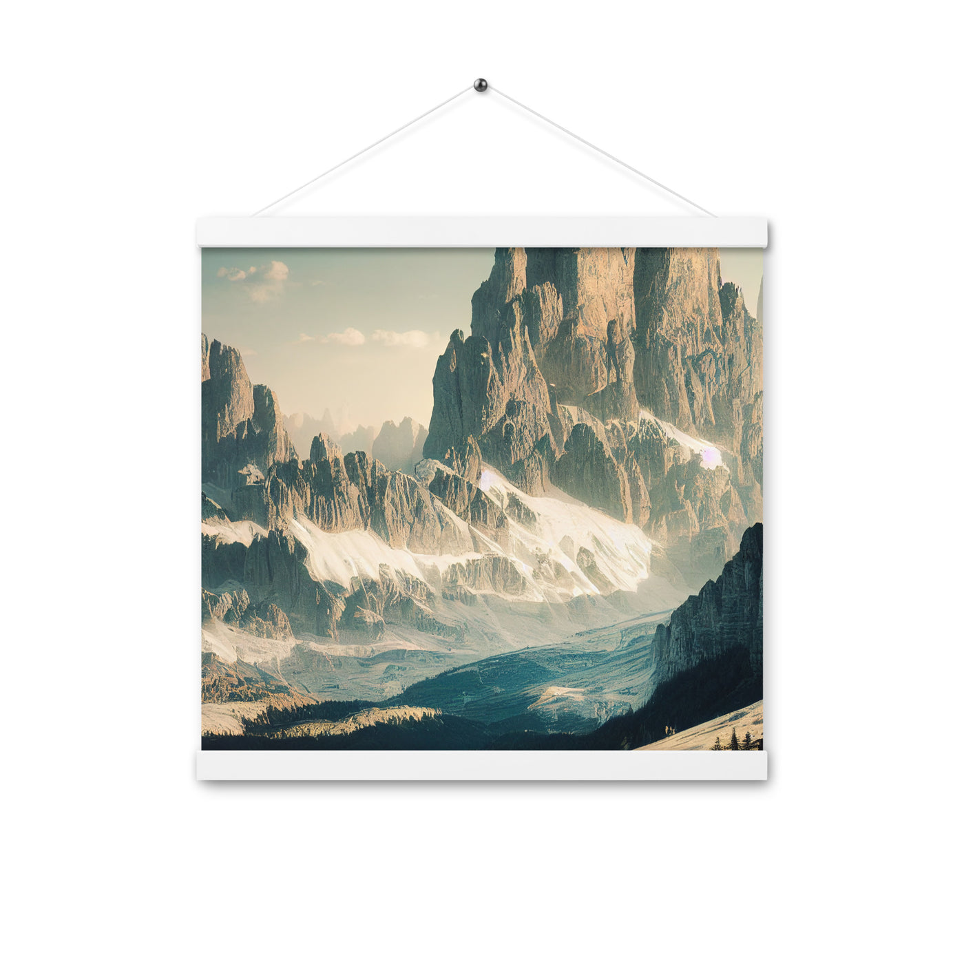 Dolomiten - Landschaftsmalerei - Premium Poster mit Aufhängung berge xxx 40.6 x 40.6 cm