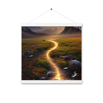 Landschaft mit wilder Atmosphäre - Malerei - Premium Poster mit Aufhängung berge xxx 40.6 x 40.6 cm